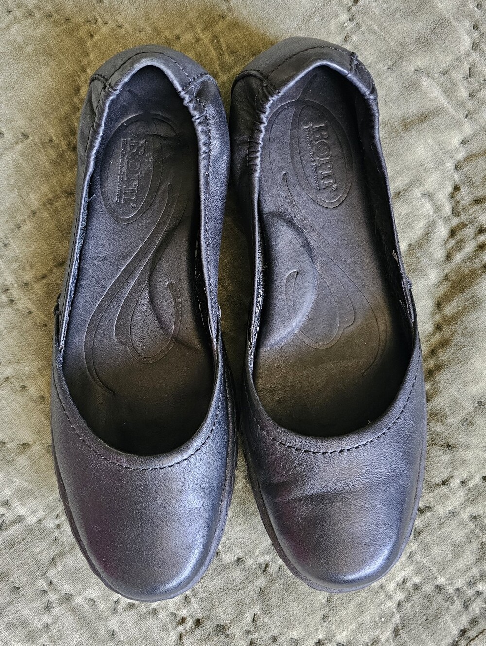 Born Reija Women's Black Leather Ballet Flats